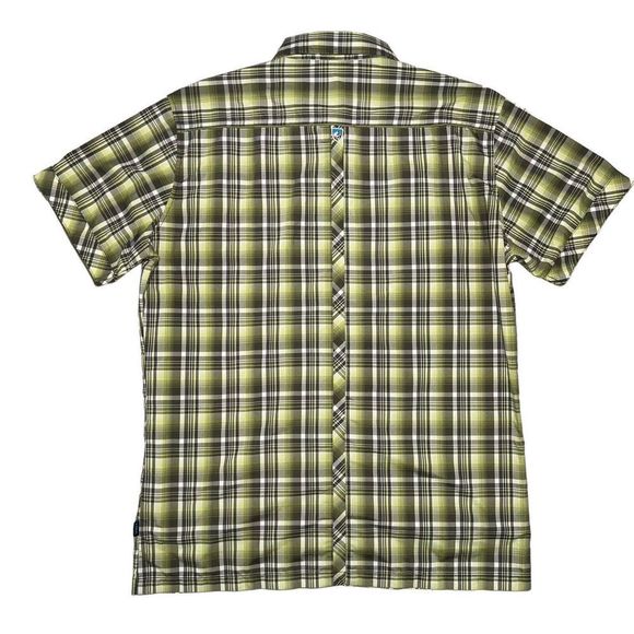 Kuhl Eluxur Short Sleeve Plaid Pearl Snap Western Shirt Men's Size Large Green - Picture 3 of 6